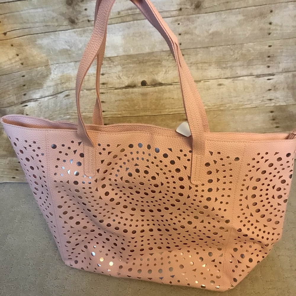 Blush/gold cut out tote